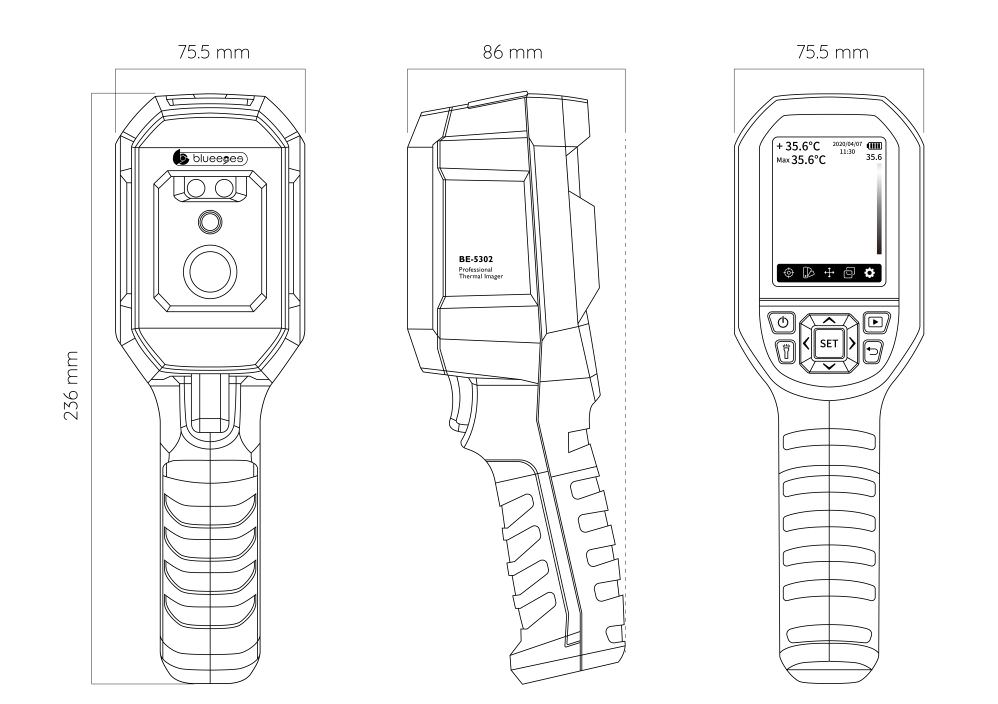 BE-5302順心量紅外顯像測溫儀尺寸規格圖